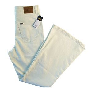 LEE‎ Women's Jeans Size 33 High Rise Flared Leg Ivory Metallic NTW